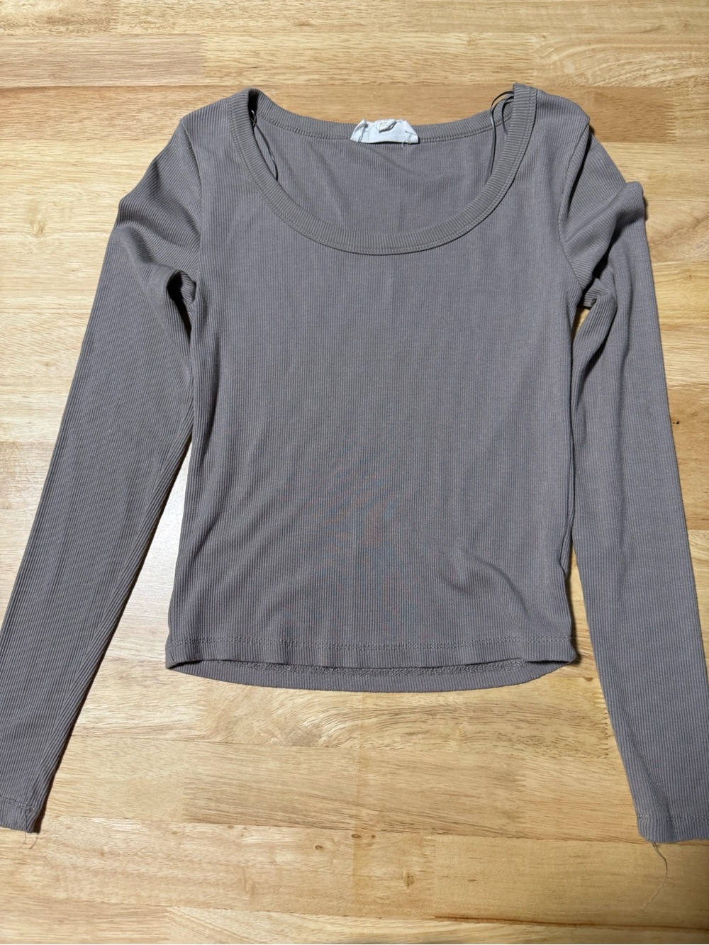 Gypsy & Jade Women’s XS Brown Gray Ribbed Cropped Long Sleeve
